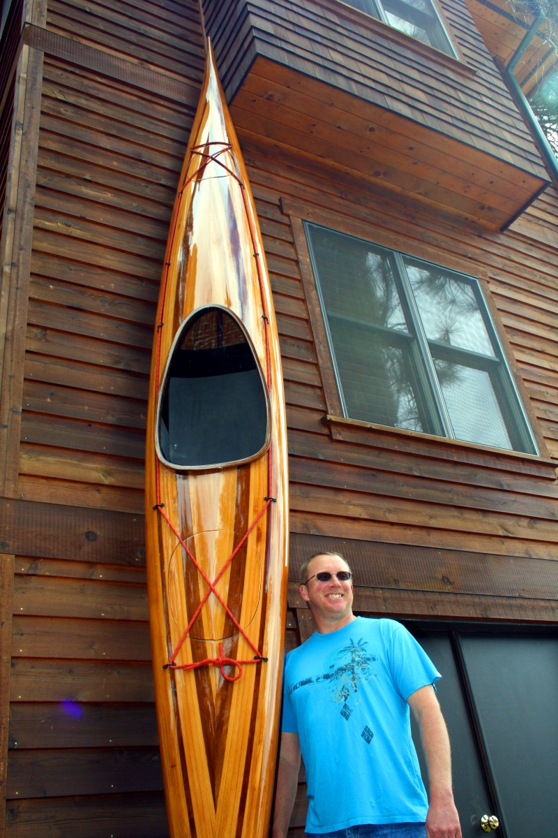 Heirloom Kayak wood strip boat and craftsman Robert Lantz
